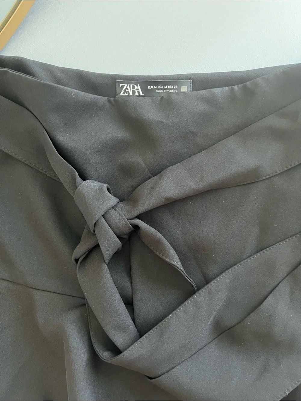 Zara Black Tie-Waist Ruffle Skort